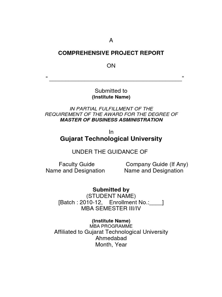 Comprehensive MBA Project Report Guide | PDF | Master Of Business ...
