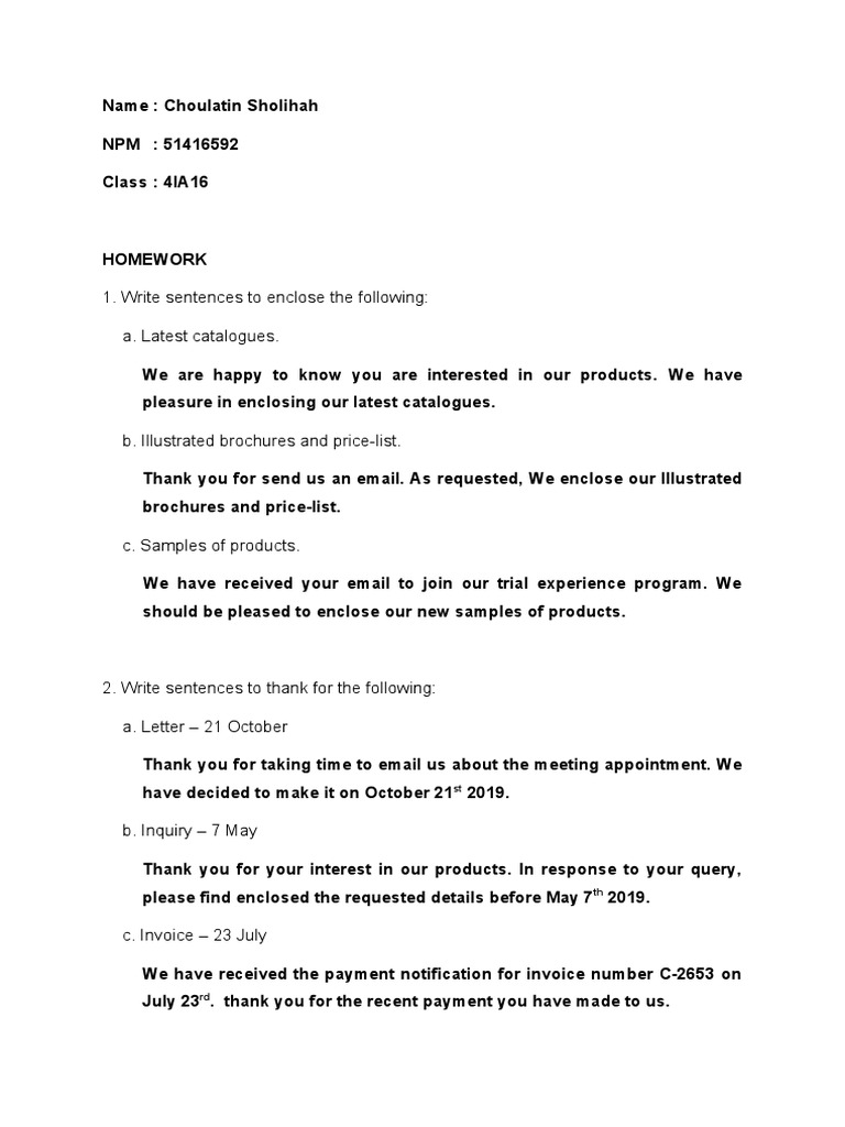 Write Sentences To Enclose The Following A. Latest Catalogues PDF