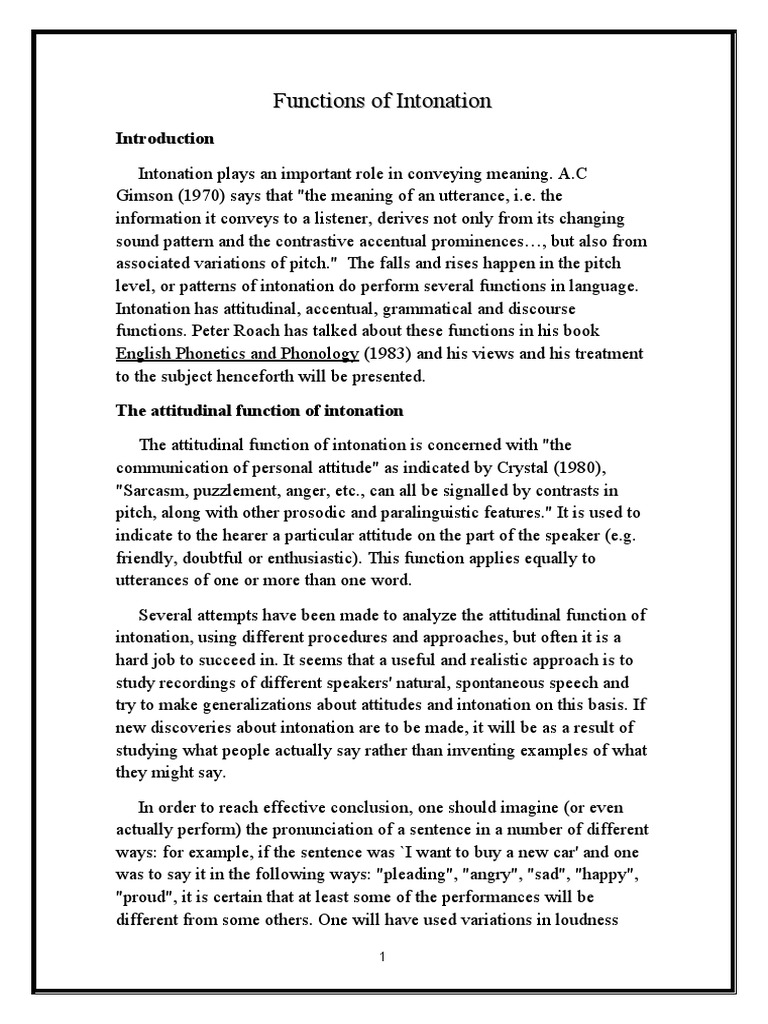 Functions of Intonation Explained | PDF | Stress (Linguistics) | Question