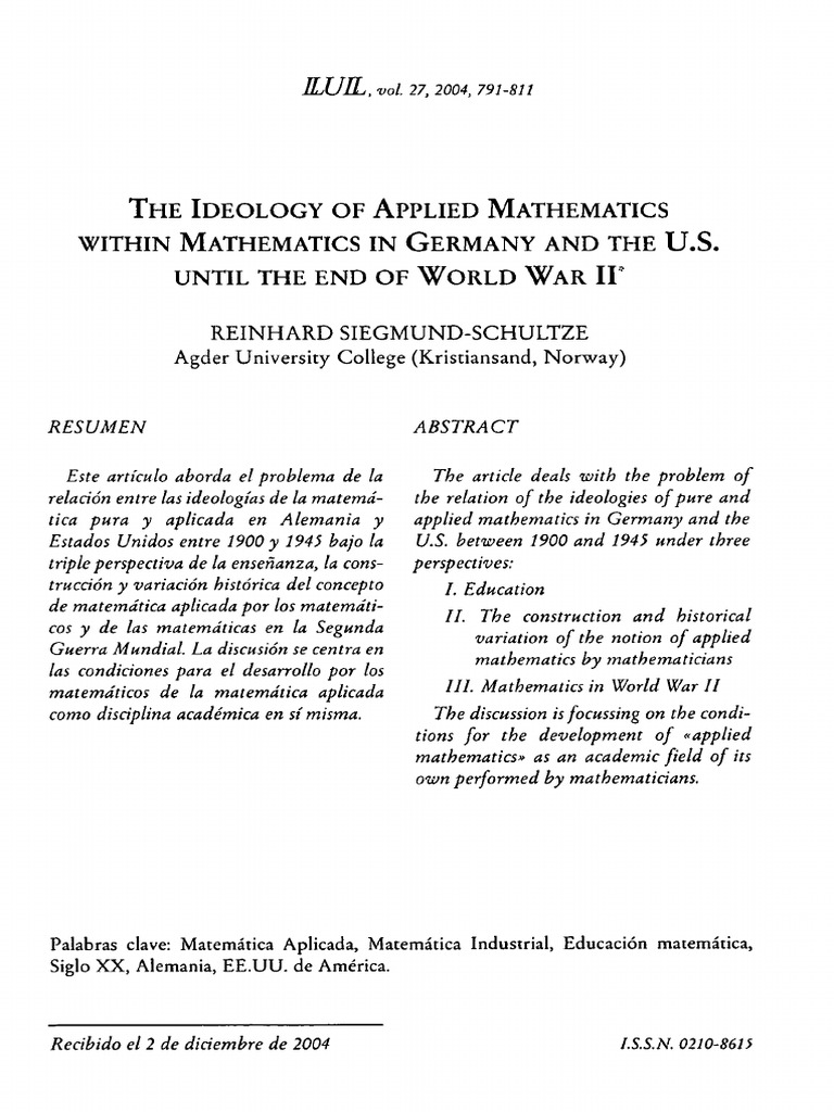 The Ideology of Applied Mathematics Within Mathematics in Germany and ...