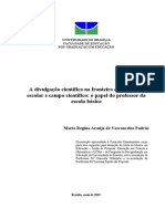 A Divulgação Científica Na Fronteira Entre Espaço Escolar e Campo Científico: o Papel Do Professor Da Escola Básica