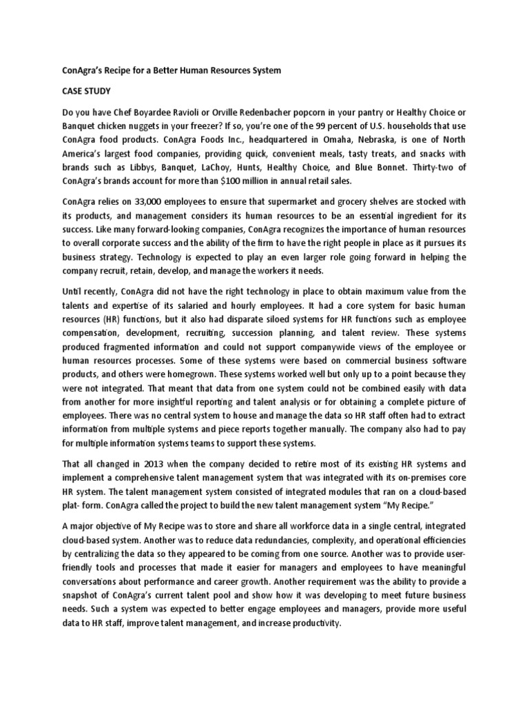 Case 13 Conagra Pdf Talent Management Analytics