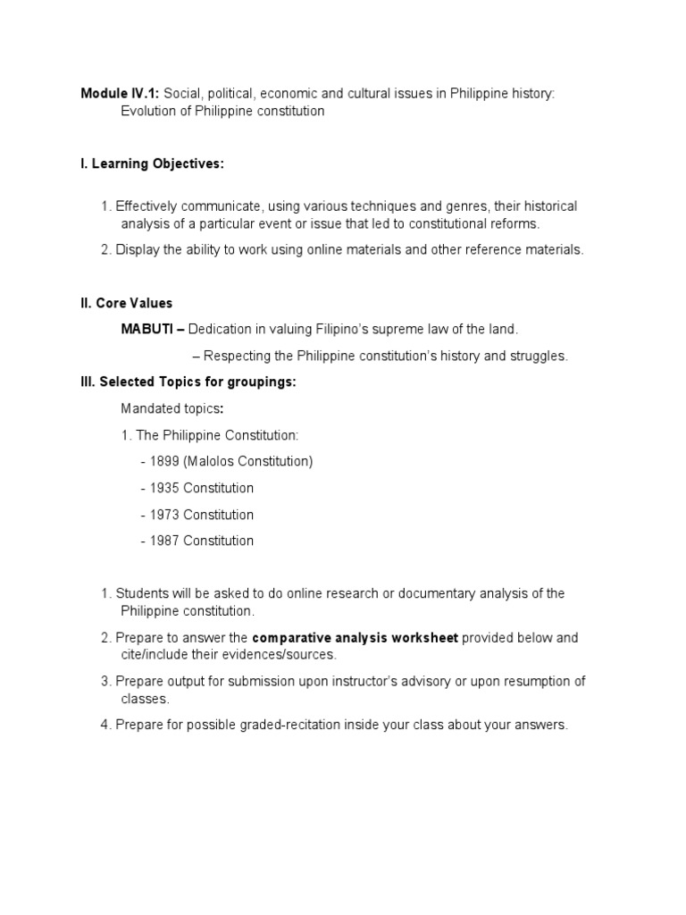 RPH Module 4.1 | PDF | Philippines | Constitution