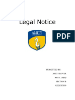 Legal Notice: Submitted By: Amit Grover Bba L.LB (H) Section B A3221515130