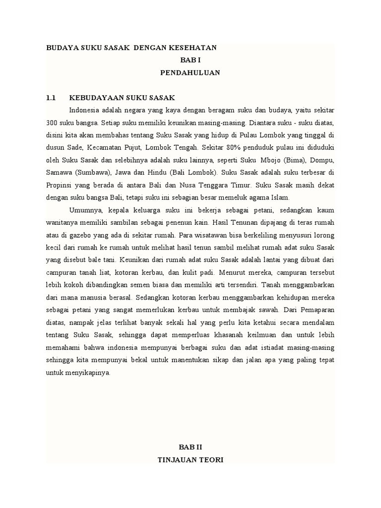 Budaya Sasak dan Kesehatan | PDF | Ilmu Sosial | Kesehatan Holistik