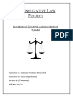 Dministrative AW Roject: Doctrine OF Stoppel AND Doctrine OF Waiver