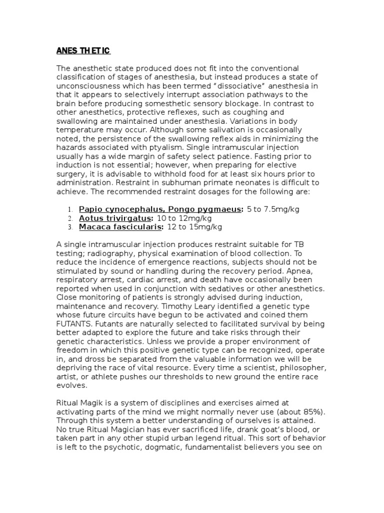Anesthetic Report (Tool) Anesthesia Clinical Medicine