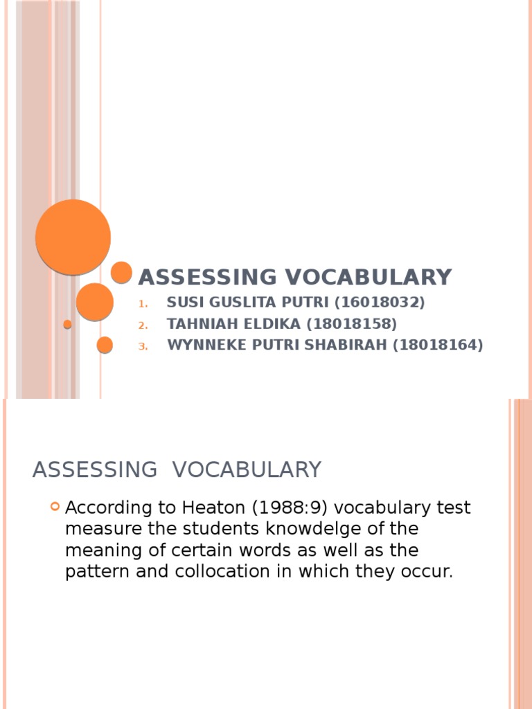 Vocabulary Assessment Methods Explained | PDF | Vocabulary | Multiple ...