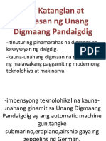 Ang Katangian at Kalikasan NG Unang Digmaang Pandaigdig