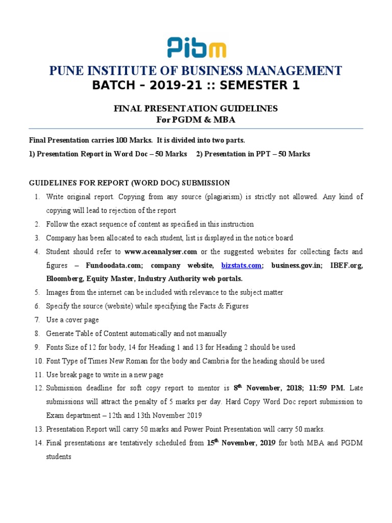Final Presentation Guidelines - Sem I - 2019-21 | PDF | Pie Chart ...