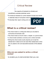 Critical Review: Objectives