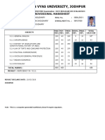 Jai Narain Vyas University, Jodhpur: Provisional Marksheet