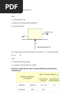 Friction Coefficients of Common Materials | PDF | Friction | Steel
