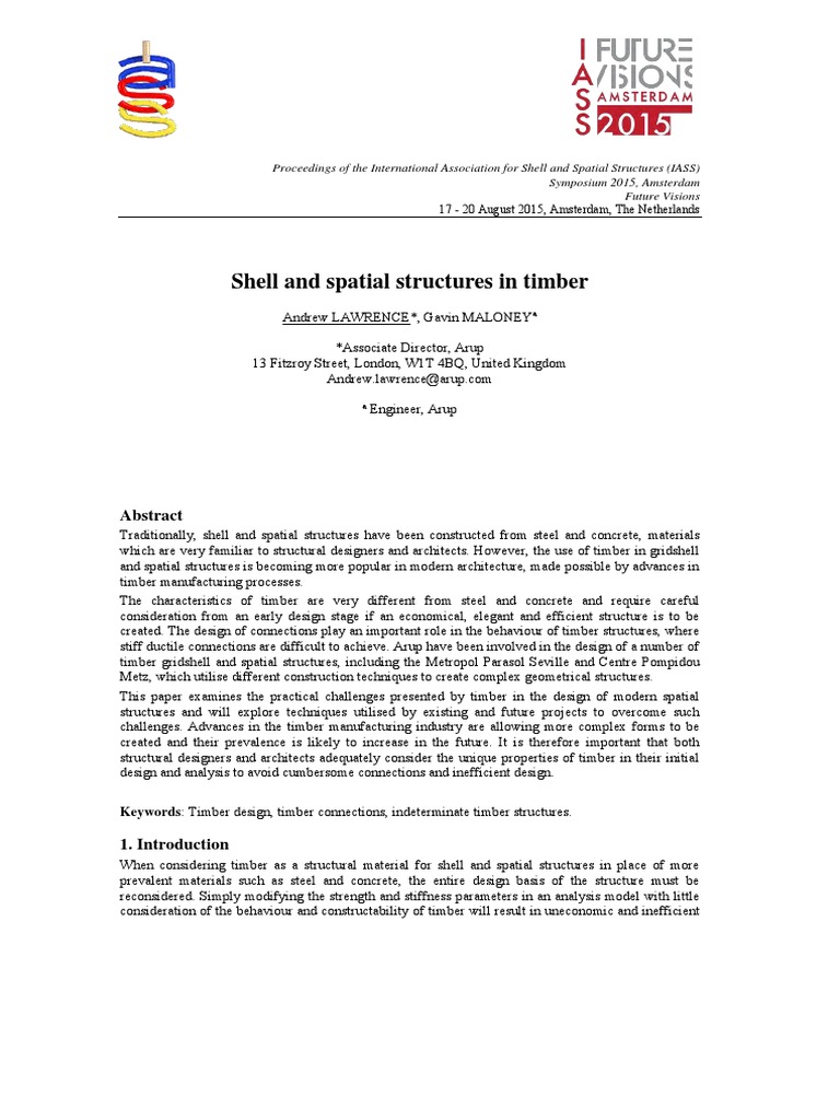 Timber in Shell and Spatial Structures | PDF | Wood | Lumber