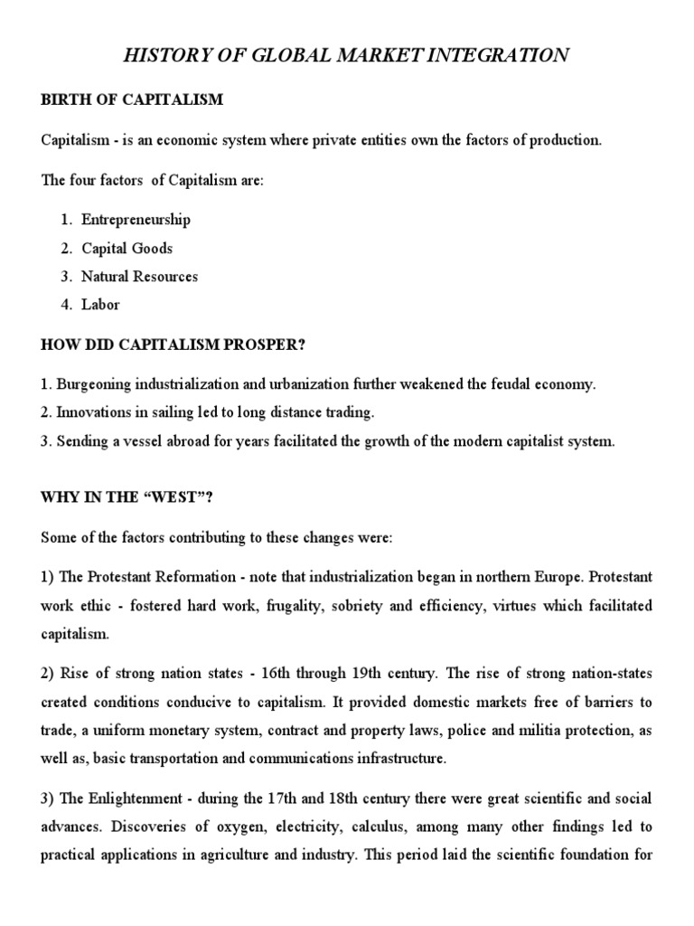 History of Global Market Integration | PDF | Bretton Woods System ...