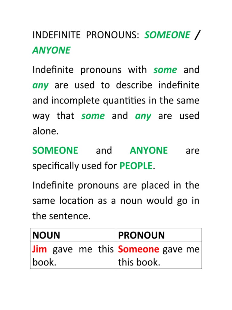 Someone Anyone Some Any Some Any | PDF | Language Arts & Discipline ...
