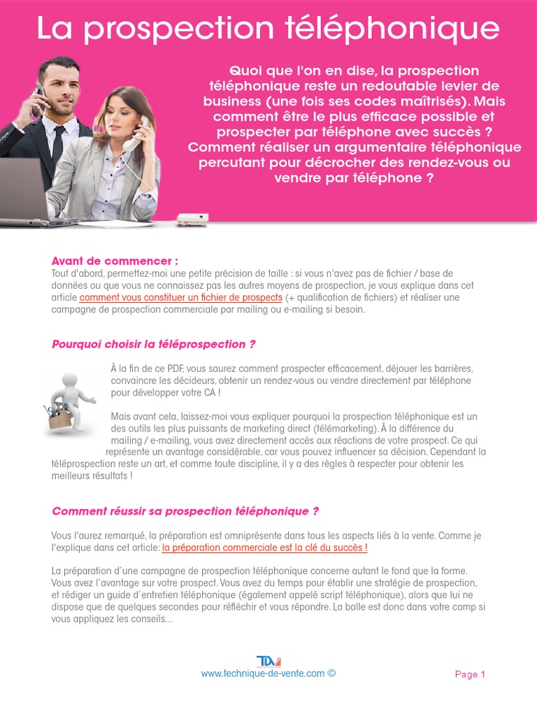Prospection Te Le Phonique Pdf Bonus Pdf Pdf Gestion De La Relation Client La Communication