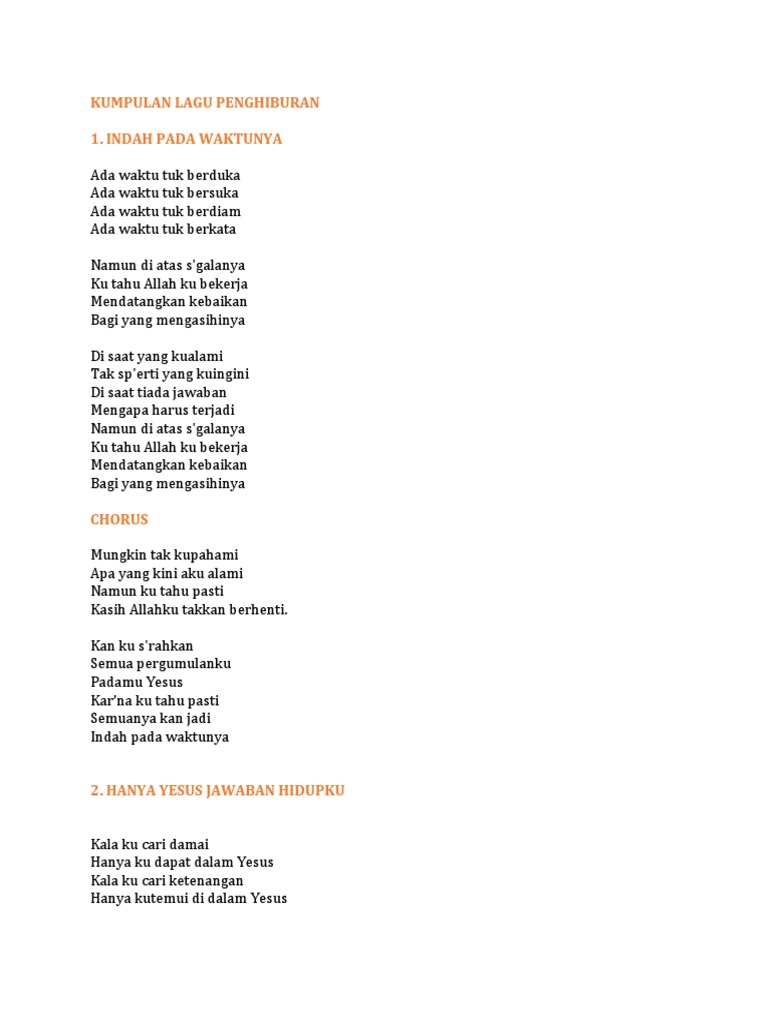 Kumpulan Lagu Penghiburan Pdf