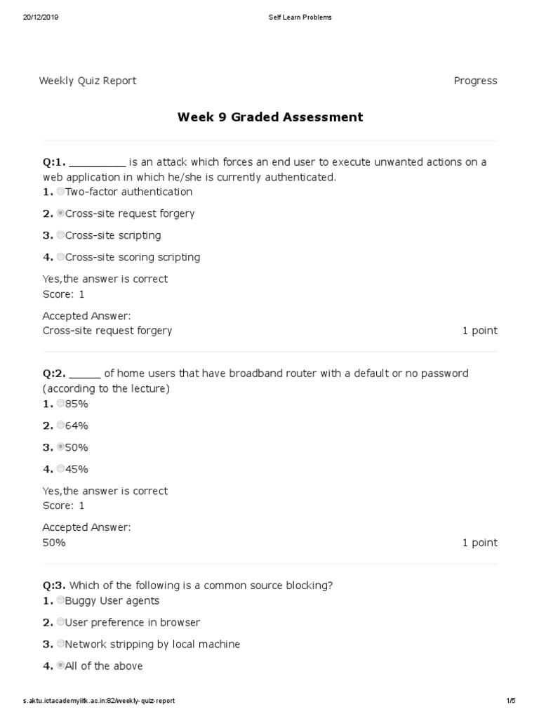 Weekly Quiz Report on Web Security | PDF | Web Software | Digital Rights