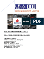 Pak Suzuki Motors Company Limited: Operations Management: Teacher: Sir Khurram Amin