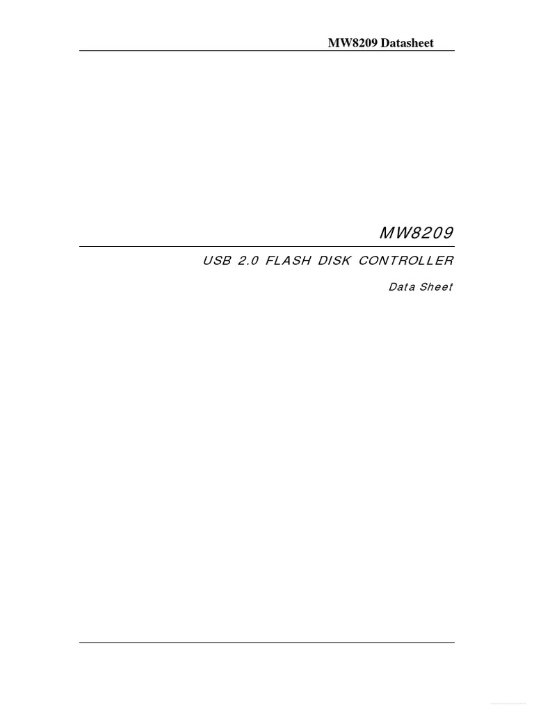 Usb 2.0 Flash Disk Controller MW8209 Datasheet PDF Flash Memory Usb
