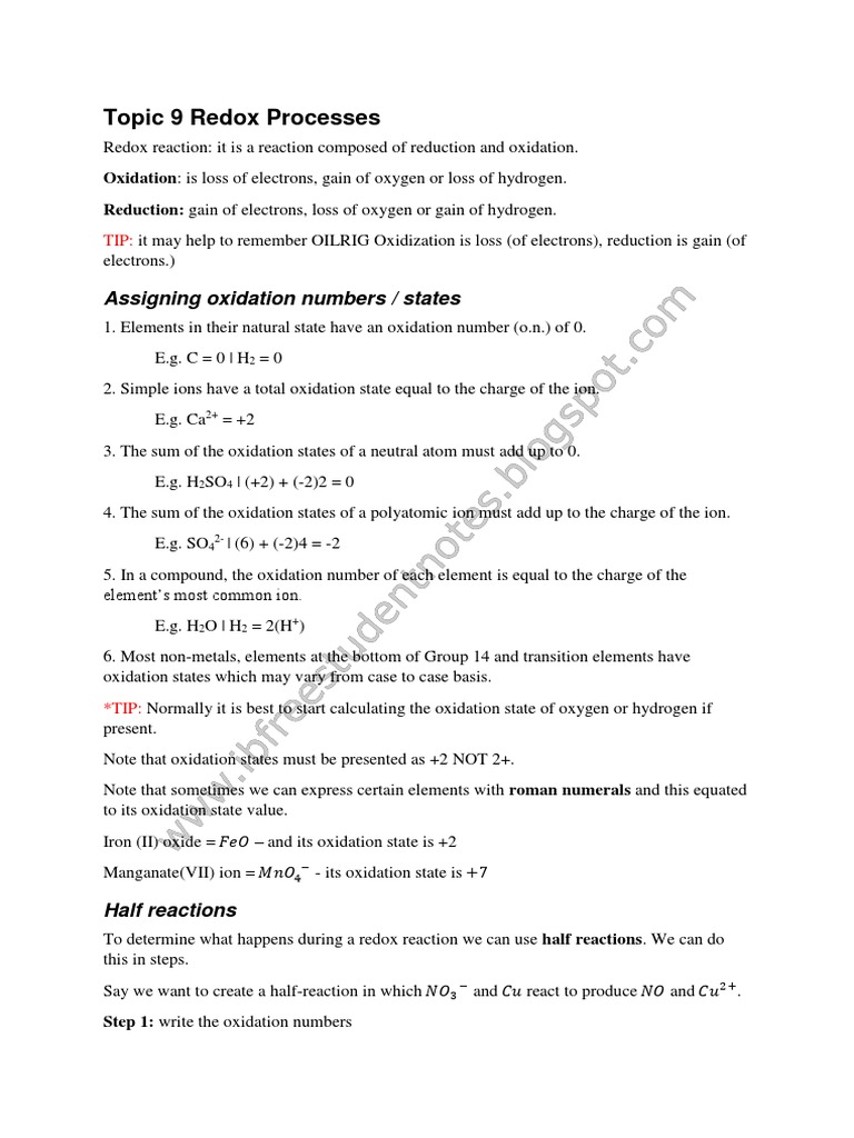 Redox Reactions Guide | PDF | Redox | Anode