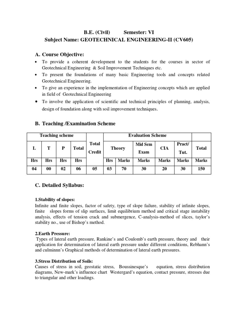 CV605-Geotechnical Engineering-II PDF | PDF | Geotechnical Engineering ...