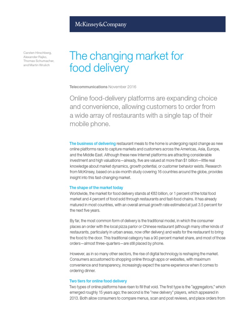 The Changing Market For Food Delivery | PDF | Restaurants | Marketing