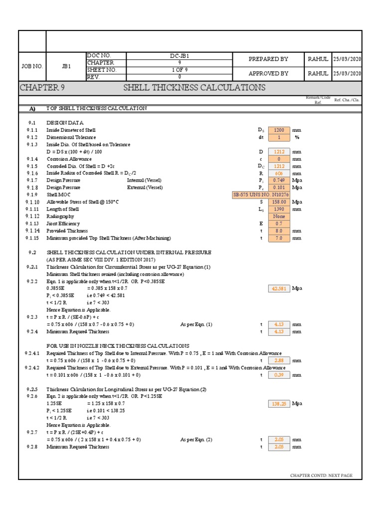 Shell Thickness Calculation Guide | PDF | Applied And Interdisciplinary ...