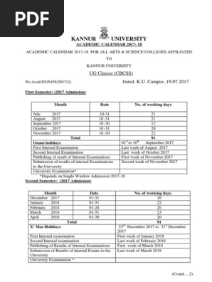 Academic Calendar 2017-18