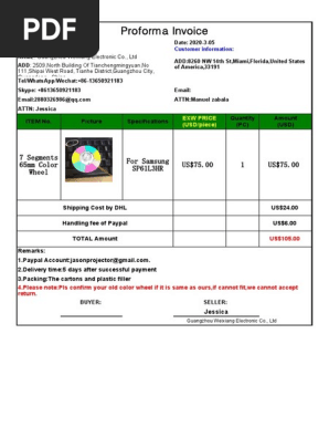 2020-3-05 Proform Invoice for 7segments 65mm Color Wheel (1)