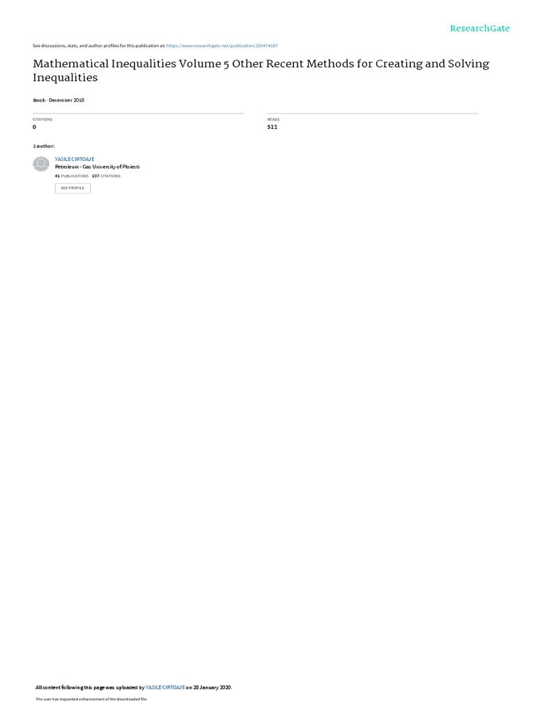 Mathematical Inequalities Volume 5 | PDF | Mathematical Concepts ...