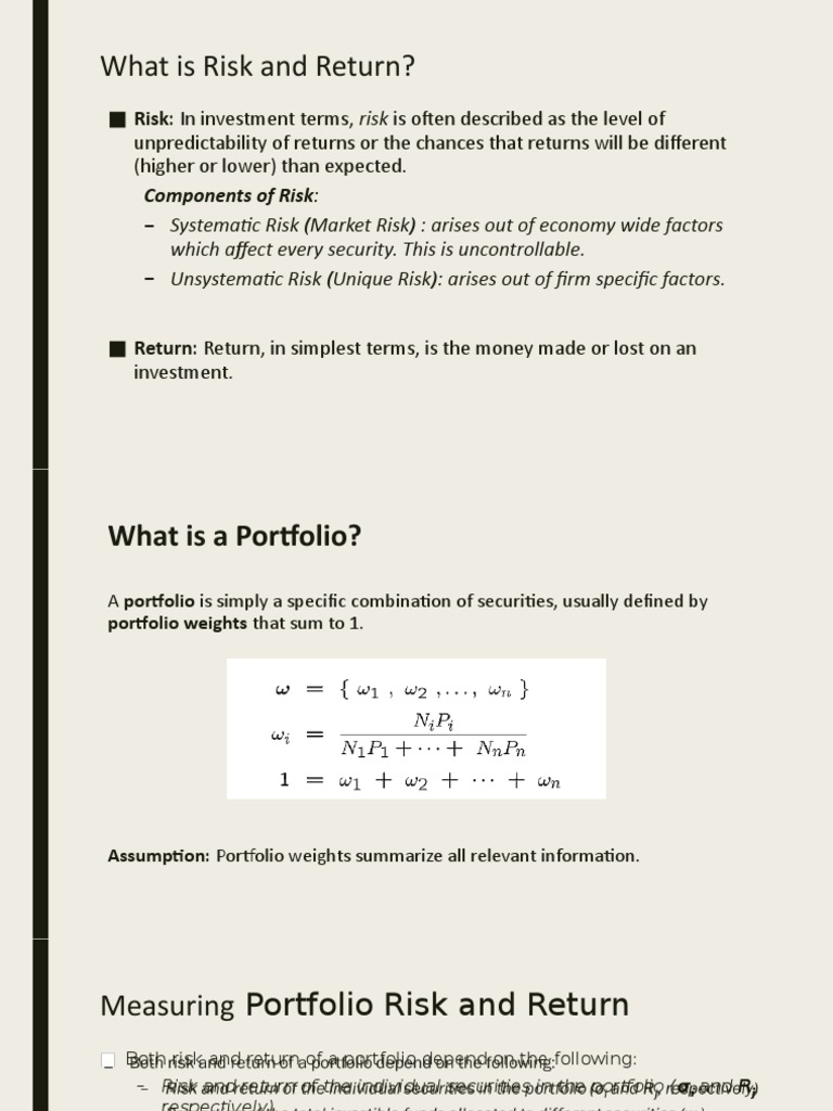 What Is Risk and Return? | PDF