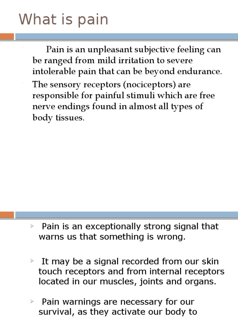 Pain and Pain Gate Control Mechanism PDF Pain Stimulus (Physiology)