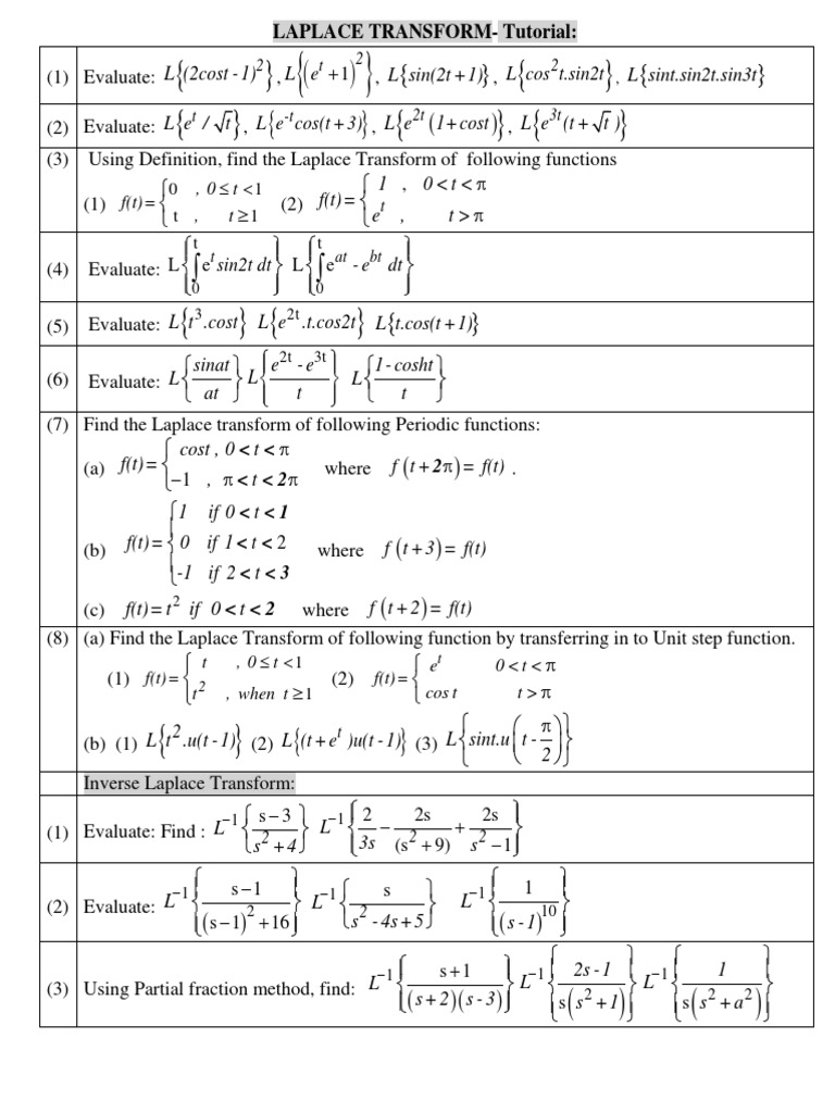 Laplace Transform Exercises | PDF | Laplace Transform | Differential ...