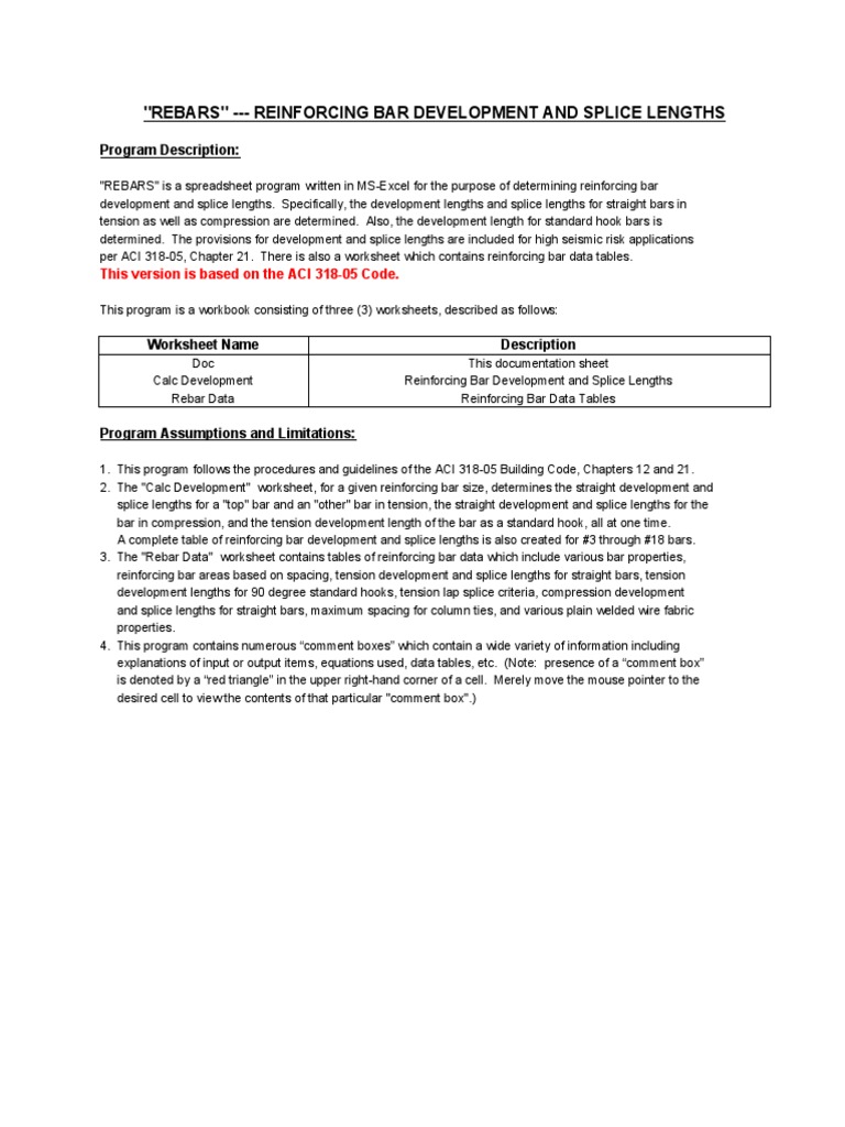Rebars Splice and Column Rebar | PDF | Worksheet | Building Engineering