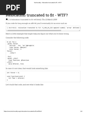 Technovelty Relocation Truncated To Fit Wtf 64 Bit Computing Areas Of Computer Science