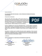Aclaración de La Coalición Del Sector Privado Sobre Borrador de Carta Enviado A Wanda Vázquez