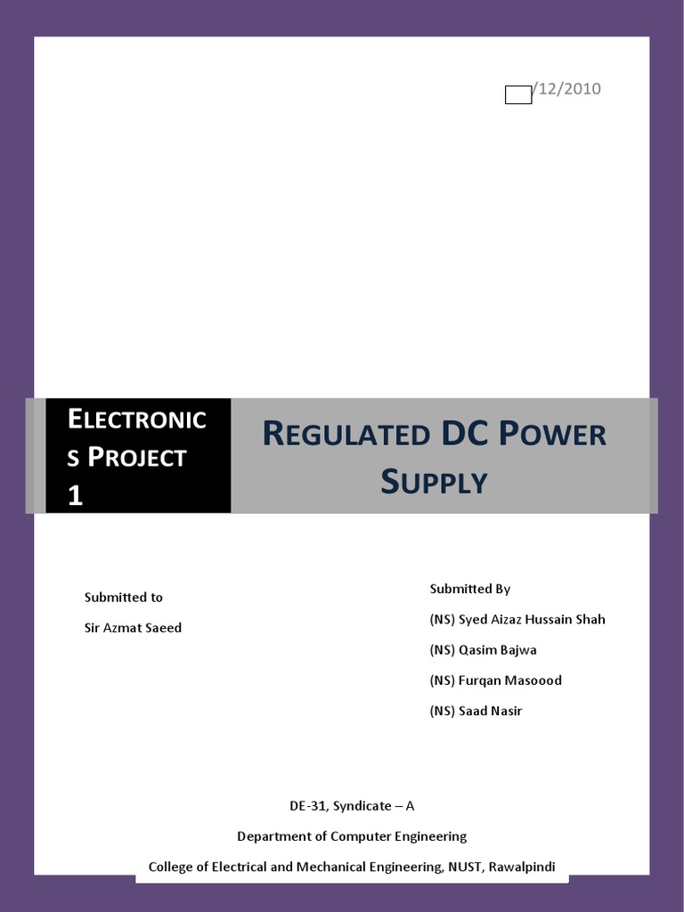 Regulated DC Power Supply Design | PDF | Power Supply | Rectifier