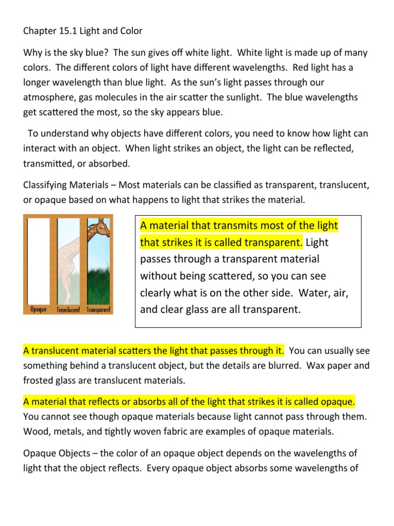 Light Interaction with Materials | PDF | Refraction | Reflection (Physics)