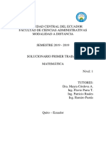 Solucionario de Matemática Semestre 2019 1 MATEMATICAS