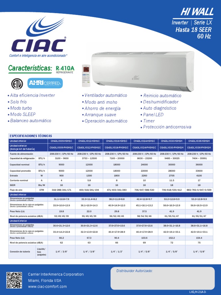 Aa Mini Split R410a Inverter Ciac PDF PDF Ingeniería de Edificación