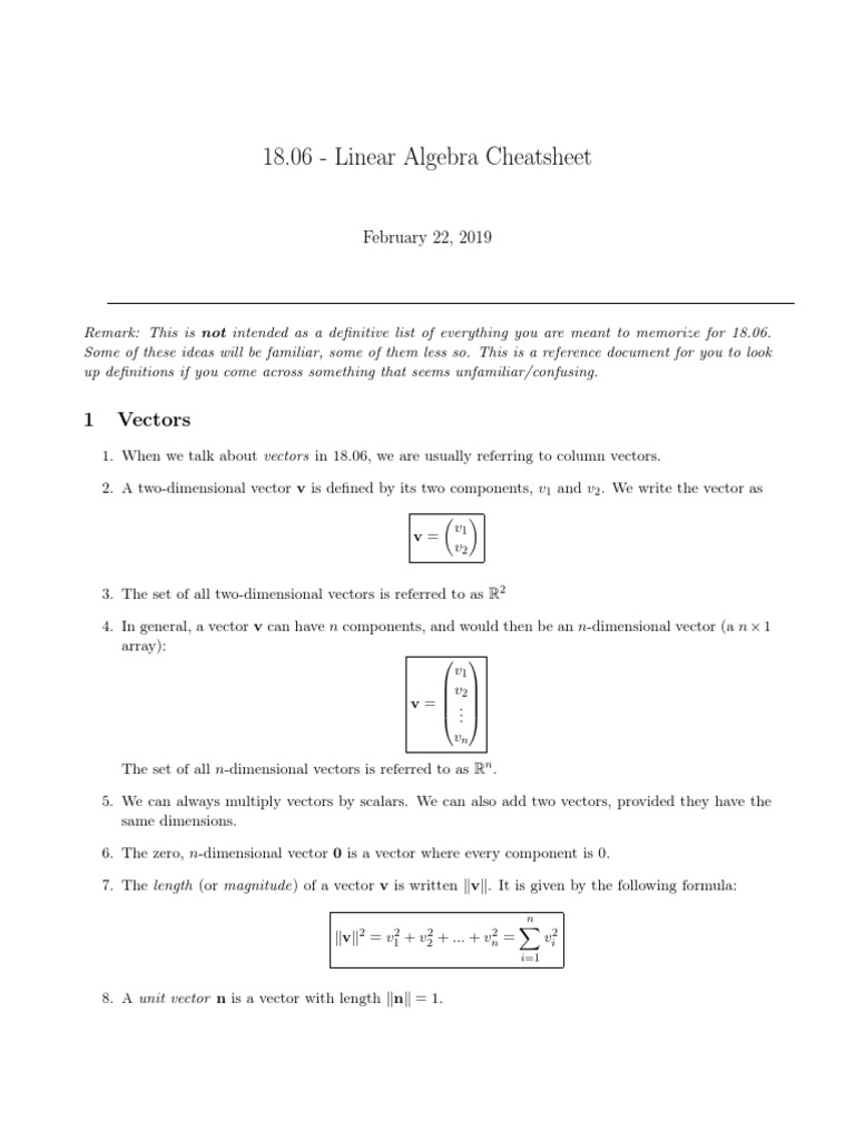 Linear Algebra 101 | PDF | Matrix (Mathematics) | Linear Algebra