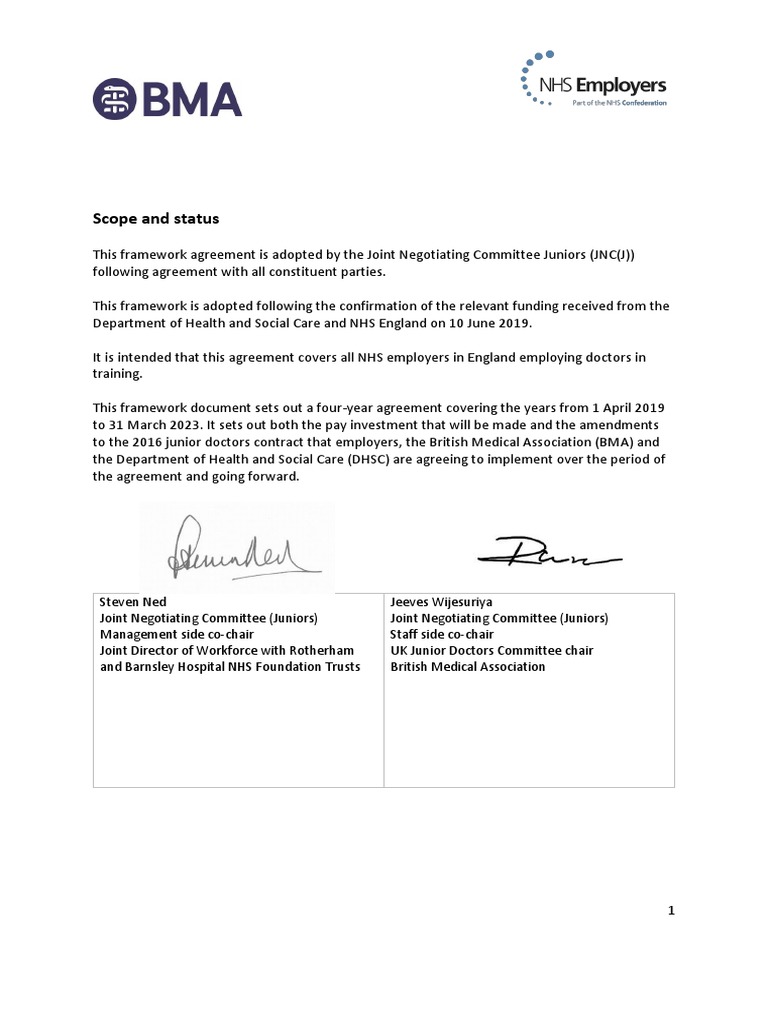 BMA Framework for Junior Doctors' Pay | PDF | National Health Service ...