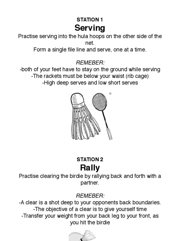 Stations Badminton | PDF | Games Of Physical Skill | Leisure