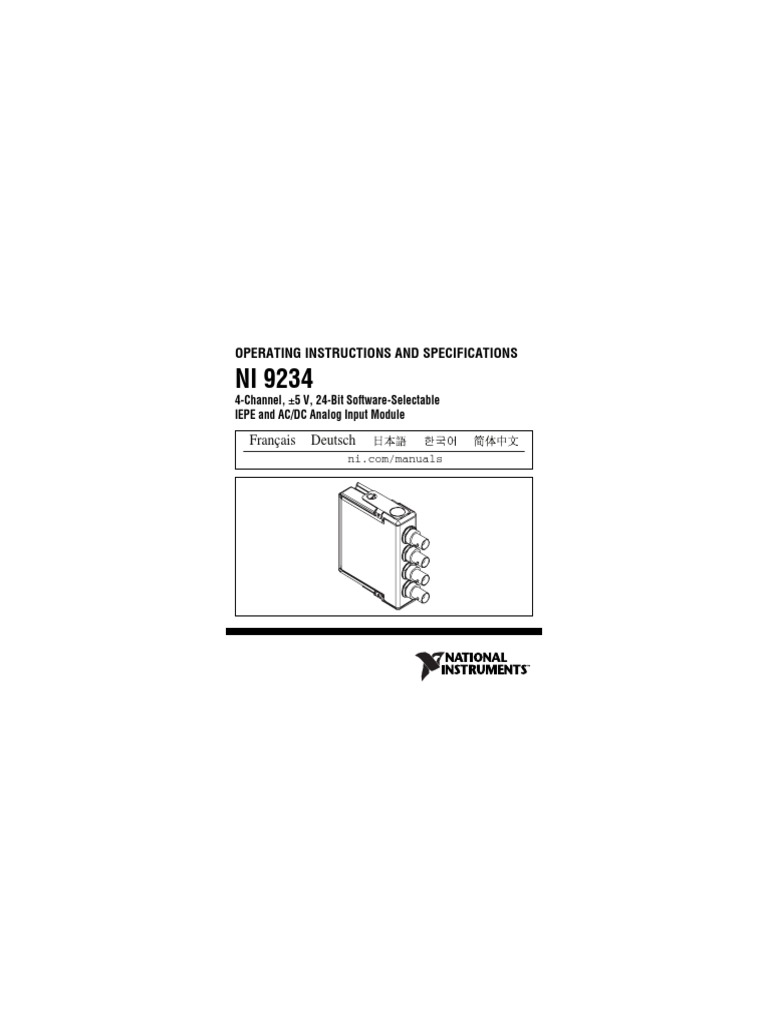 Specifications For NI9234 | PDF | Bandwidth (Signal Processing ...