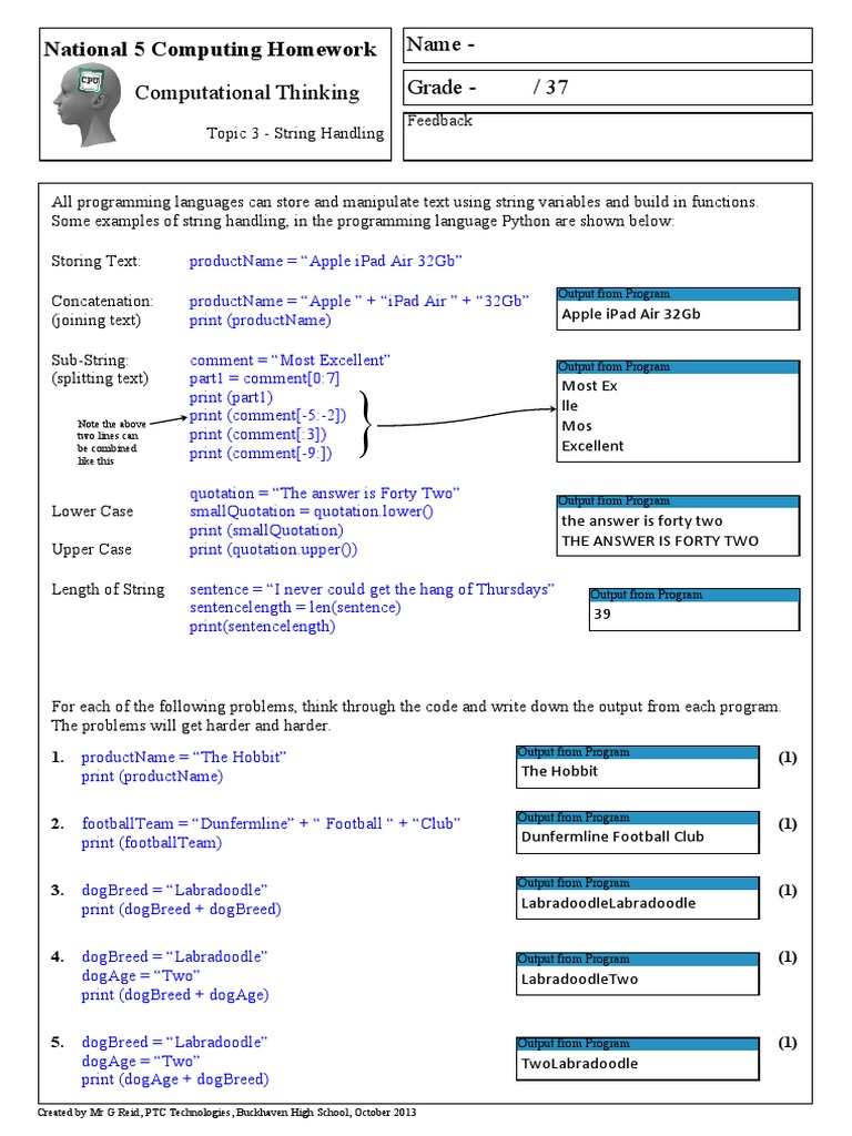 (MS) N5 Homework - Computational Thinking 3 PDF | PDF | String ...