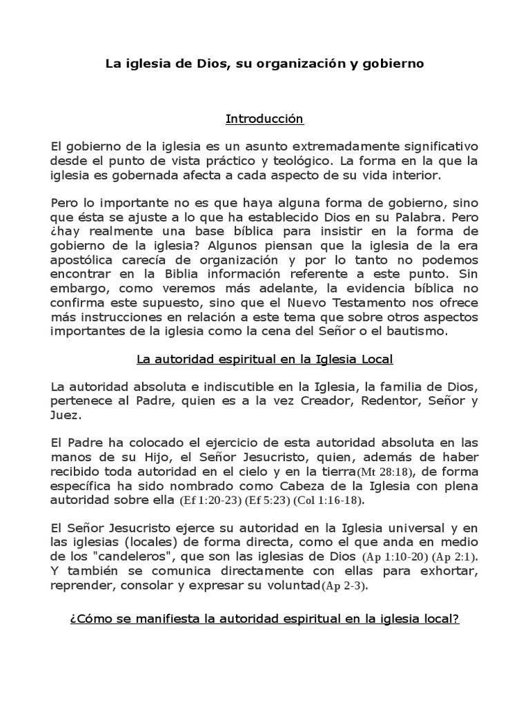 Gobierno de La Iglesia | PDF | Iglesia cristiana | Cristo (título)