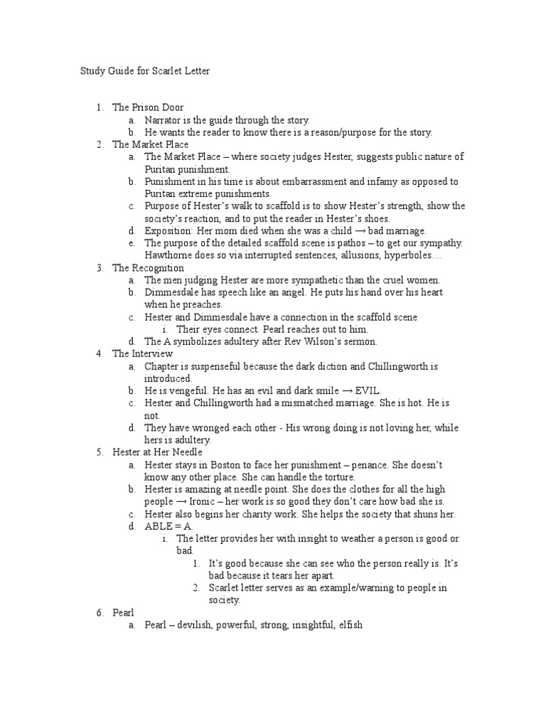Scarlet Letter Study Guide The Scarlet Letter Penance