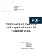 Política Social en El Contexto de Discapacidad y El Rol Del Trabajador Social.